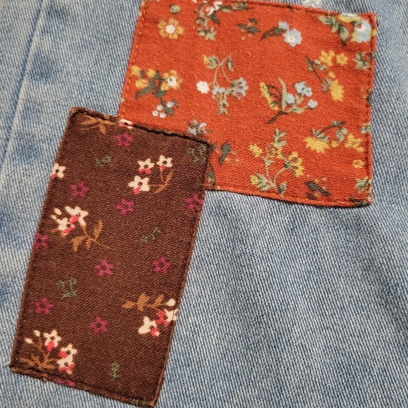 Cider Patchwork Distressed Boyfriend Denim Jeans Size L 15/29 Blue Boho - Picture 13 of 16